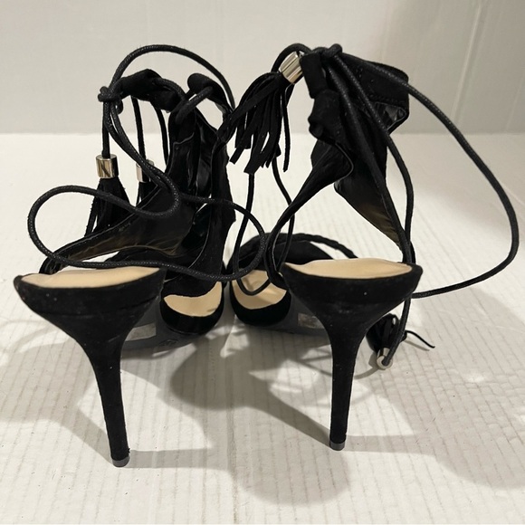 Women’s Wild Diva Adele Black Stiletto High Heels Lace Up Tassel Size 8 US - Picture 7 of 10